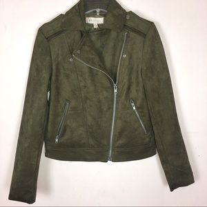 Philosophy Faux Suede Olive Moto Jacket